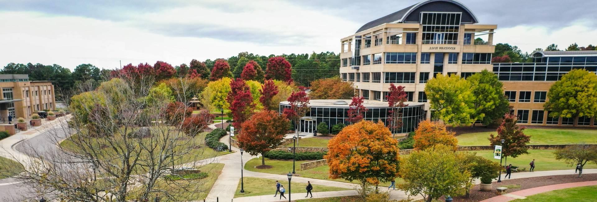 drone sky view of ksu campus